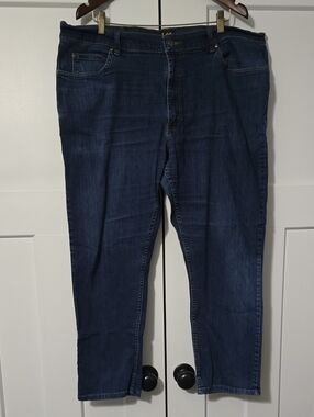 Lee Men's Straight Dark Blue Denim Jeans 42x30